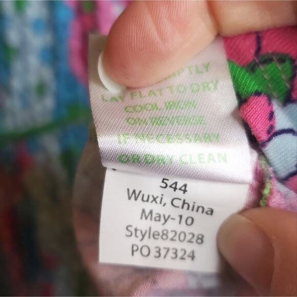 LILLY PULITZER 'SHOW ME SOME SKIN' PRINT 3/4 LENGTH SLEEVES TUNIC TOP PINK BLUE - Picture 11 of 16